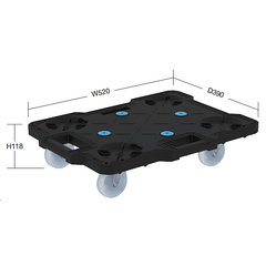 樹脂製スタッキング連結平台（ナイロンキャスター） 品番　M350CR-B400NKBK