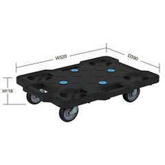 樹脂製スタッキング連結平台（静音エラストマーキャスター） 品番　M350CR-B400SEKBK
