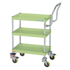 防振衝撃吸収キャスター付ワゴン(均等耐荷重50kg帯電防止ウレタン車3段)／品番　M350SP-6073HTSDBPS