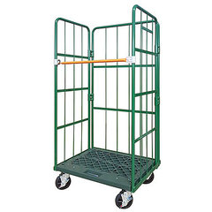 スチール製カゴ台車（800×600×1700）グリーン 品番　M468RC-080060Y-PG