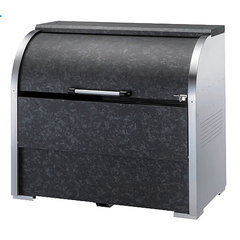 スチールゴミ箱(高耐食溶融メッキ)奥行500mm高級グレー色/品番　M1584KR-1305G-2D