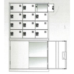 電動工具バッテリー充電ロッカー 12人用 庫内コンセント付／品番　M4530PB-91512N