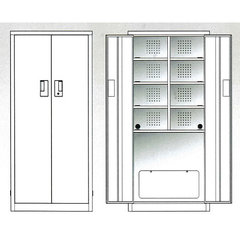 両開き電動工具バッテリー充電ロッカー 12人用 庫内コンセント付／品番　M4530PB-615WN