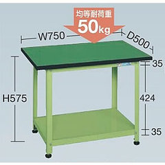 軽量小型作業台リノリューム天板仕様 均等荷重50kg/品番　M350LSN-75582TG