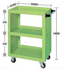三段パンチングパネルワゴン台車／品番　M350SWA-608PS
